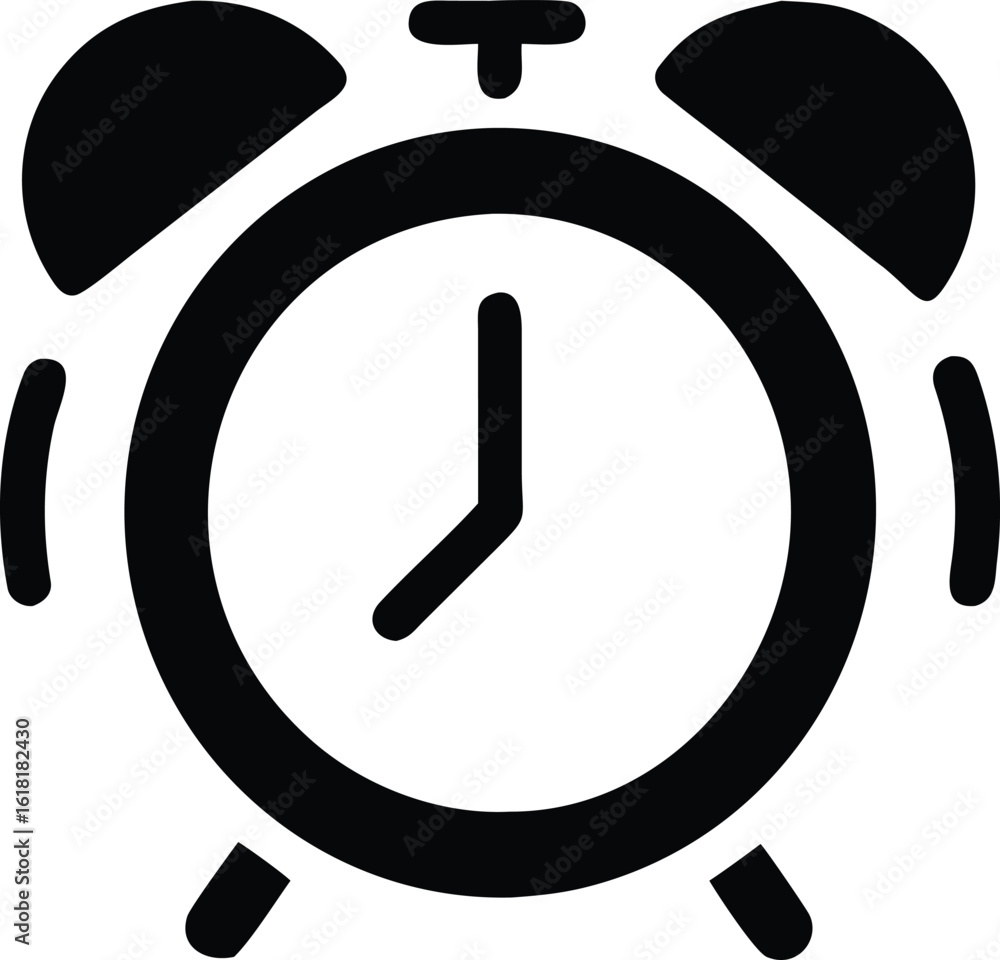 Poster vector art of an alarm clock icon signals the start of the day, prompting action with its ringing so