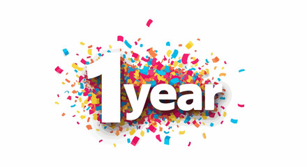 Festive One Year Anniversary Celebration with Colorful Confetti.