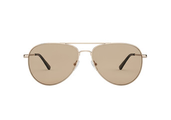 Gold aviator sunglasses with tinted lenses.