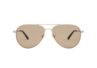 Gold aviator sunglasses with tinted lenses.
