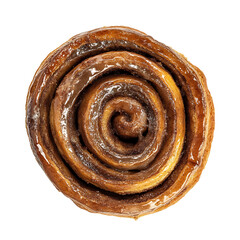Fototapeta premium Top View of a Glazed Cinnamon Roll with Swirled Layers