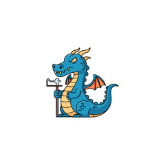 Cute dragon icon logo flat vector design