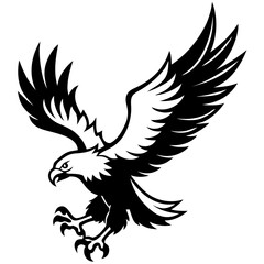 Fototapeta premium Flying Eagle Vector Logo Fierce Bird Silhouette for Branding & Military Use