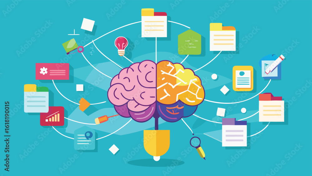 Aufkleber creative brainstorming session showcasing data insights analytics with bright ideas featuring a brai