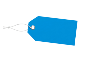 light blue rectangular price tag with a string, isolated on transparent background png