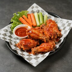 Korean fried chicken with sweet and spicy sauce