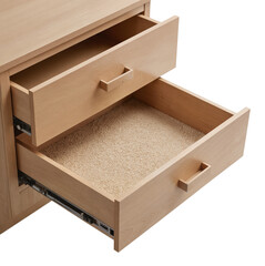 Wooden Drawer Unit with Open Compartments on Transparent Background for Furniture Catalogs, Interior Design Projects, and E-commerce Listings
