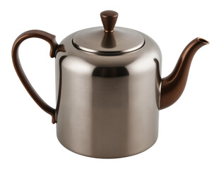 Classic Stainless Steel Teapot with Polished Surface – Elegant Tea Serving Vessel on Transparent Background for Product Photography and Kitchen Decor Designs
