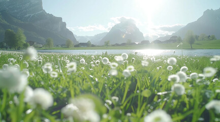 mountain landscape with lake