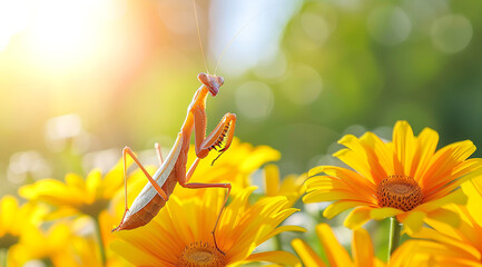 green grasshopper on flower