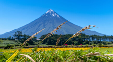 mountain landscape with blue sky and clouds
