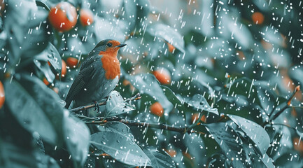 rain drops on a branch of a tree