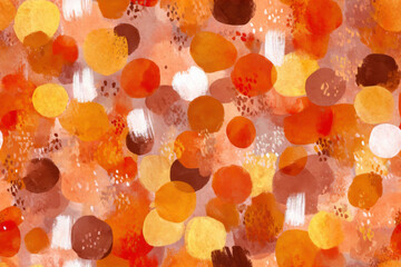 Colorful abstract seamless pattern featuring warm tones of orange, brown, and cream creating a vibrant and lively composition