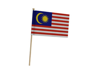 Malaysian flag on a wooden stick waving proudly representing national identity and patriotism