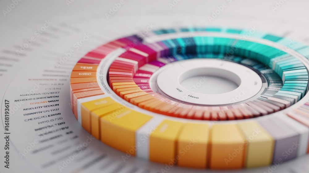 Poster a close-up of a d pie chart on a white background, featuring vibrant colors and detailed labels, hig