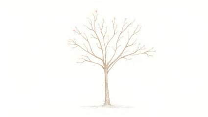 Elegant beige ash tree watercolor artwork isolated on a white background