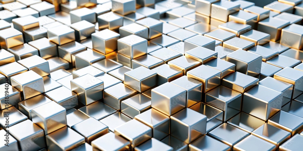 Poster abstract metallic cubes background design for technology and modern architecture concept use