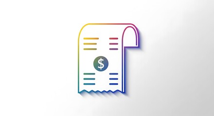 Colorful receipt with dollar symbol and shadow