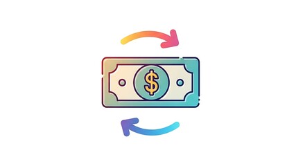 Money exchange and transfer icon with circular arrows