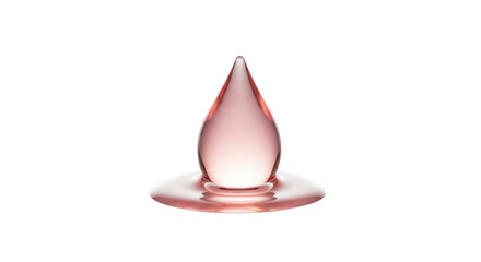 Obraz premium Single glossy rose gold liquid drop forming a small puddle, isolated with subtle reflections and a smooth, translucent appearance. isolated PNG with Transparent Background