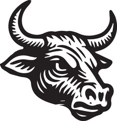 Bull head hand drawn black vector illustration