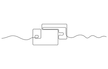continuous line credit card line art vector, Credit Card one line drawing. Finance, business, and banking theme