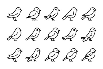 Bird Collection: A set of simple, elegant line drawings showcasing a variety of birds, offering a versatile resource for artistic projects and design needs. 