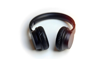 black wireless headphone isolated on white background 