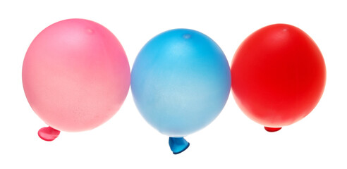Group colorful balloon flying isolated on white background, clipping path	