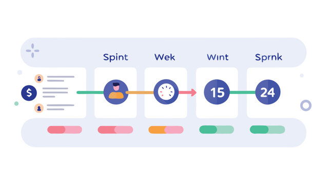 Business project timeline with progress bars and icons representing tasks and deadlines project management