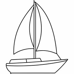 Simple line drawing of a sailboat with sails on a white background sailing watercraft