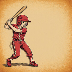 Cartoon illustration of a boy in a baseball uniform. Suitable for sports-related designs, children's media, and educational content.