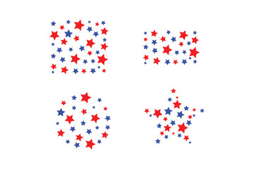 red and white dots, stars sets 