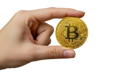 Hand Holding Gold Bitcoin Best for NFT or Crypto Wallets