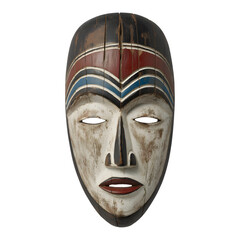 Authentic African tribal mask with worn details, perfect for cultural art or design projects.