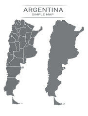 Vector Map of Argentina Showing Internal Borders