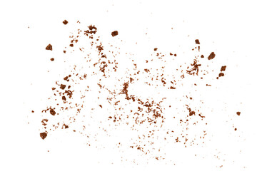 Cookie crumbs flying dark brown biscuit pieces for design elements