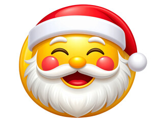 Cute Cartoon Santa Claus Emoji with Winking Expression Isolated on Transparent Background PNG