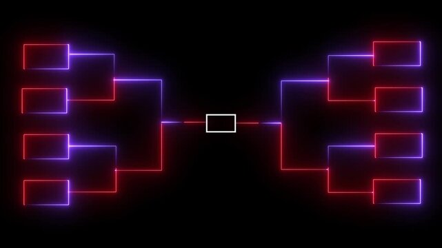 Neon Glowing Tournament Bracket Animation on Dark Background for Team Championship Schedule