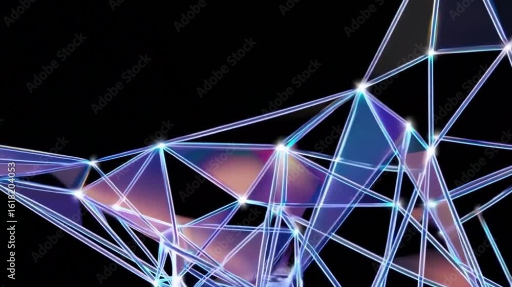 Poster abstract digital network design with glowing nodes and lines. depicts the interconnectedness of data