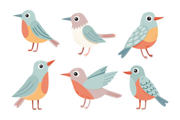 Colorful Bird Collection: A charming collection of colorful birds, each showcasing unique hues and designs, ideal for conveying a sense of whimsy and nature's beauty.