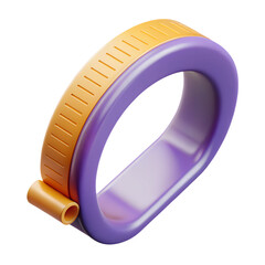 A modern purple and orange fitness tracker bracelet isolated on transparent background