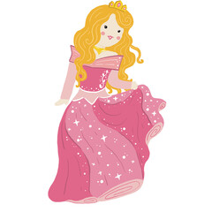 Cute little princess illustration elements - Princess aurora sleeping beauty. Wonderland