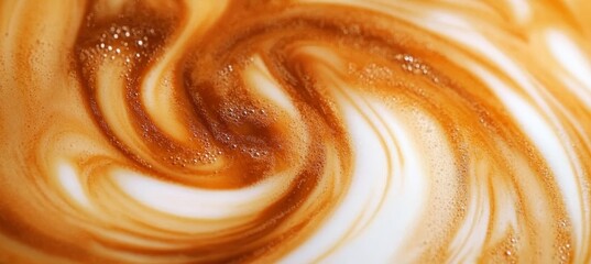 Fototapeta premium Beautiful Abstract Swirl Pattern in Creamy Cappuccino with Artistic Mixing and Smooth Spirals