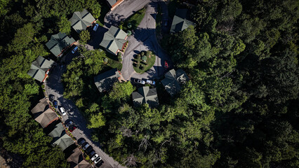 Aerial view of Hidden Springs Resort in Tennessee Smoky Mountains near Pigeon Forge and Dollywood