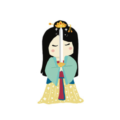 Cute little princess illustration elements - Princess Mulan objects. Wonderland