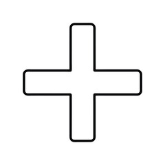 Obraz premium Plus Icon, Rounded Black Vector Symbol for Addition, UI Design, Math, Healthcare, or Positive Action