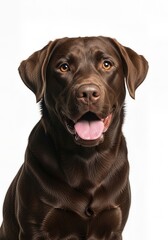 Cachorro Labrador Retrieve em um fundo de est&uacute;dio branco