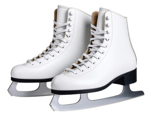 Classic White Ice Skates with Silver Blades isolated on transparent background PNG