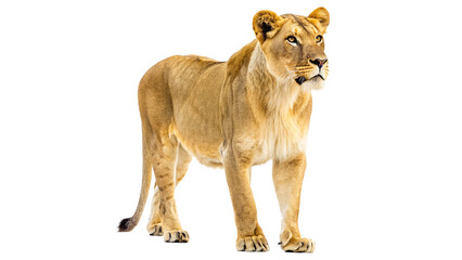 Majestic Lioness Standing Against On a transparent background
